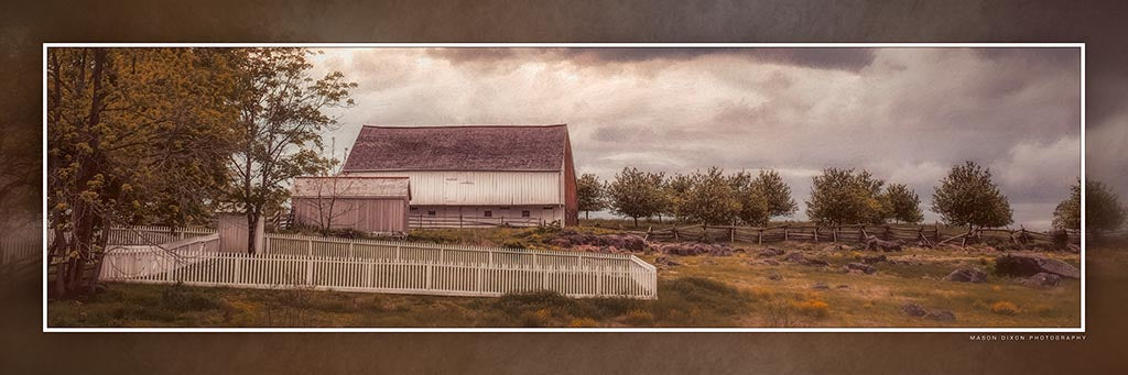"Trostle Farm in Early Autumn" 4x12 Panoramic Metal Print with Stand