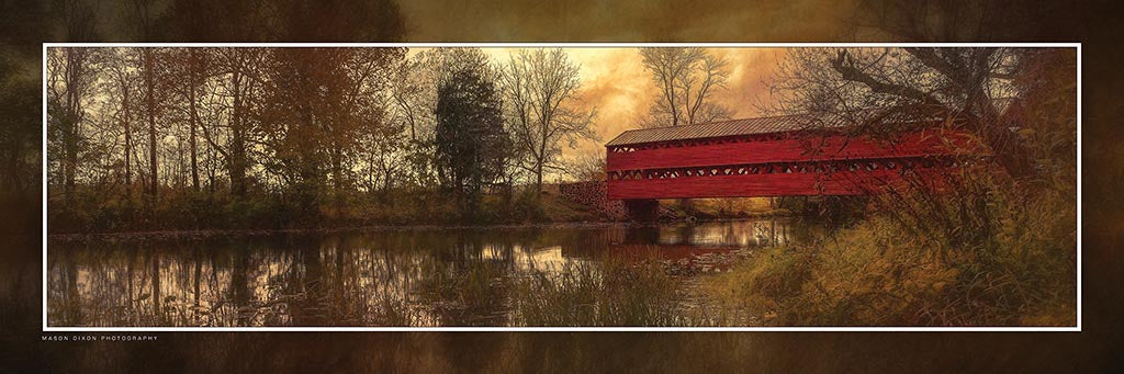 "Sachs Bridge at Dusk" 4x12 Panoramic Metal Print with Stand