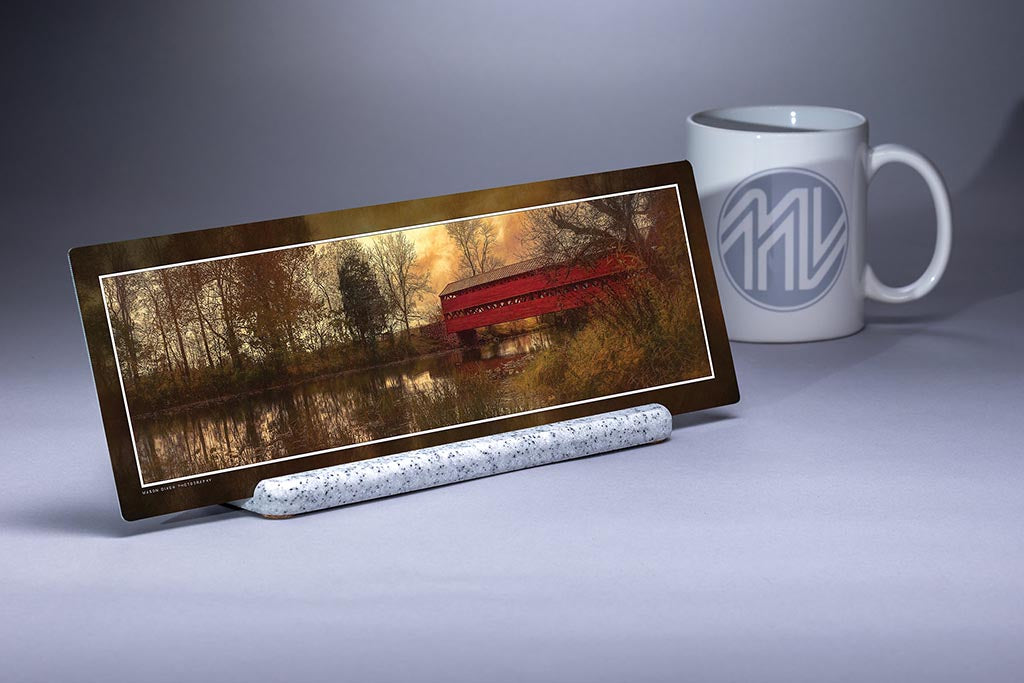 &quot;Sachs Bridge at Dusk&quot; 4x12 Panoramic Metal Print with Stand