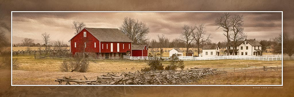 &quot;Henry Spangler Farm&quot; 4x12 Panoramic Metal Print with Stand