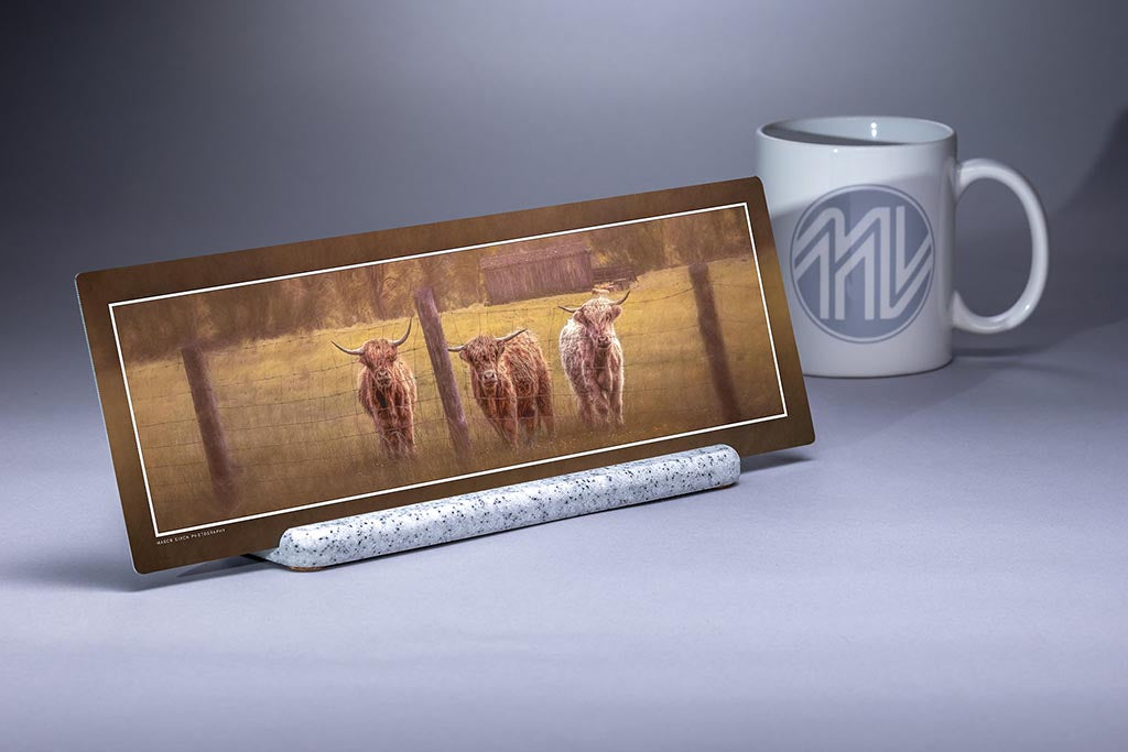 "Highland Trifecta" 4x12 Panoramic Metal Print with Stand