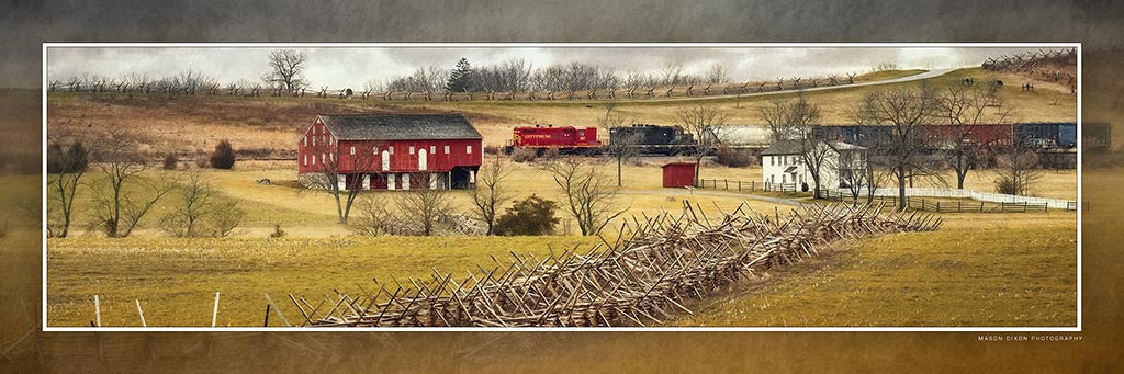 &quot;The Moses McClean Farm&quot; 4x12 Panoramic Metal Print with Stand