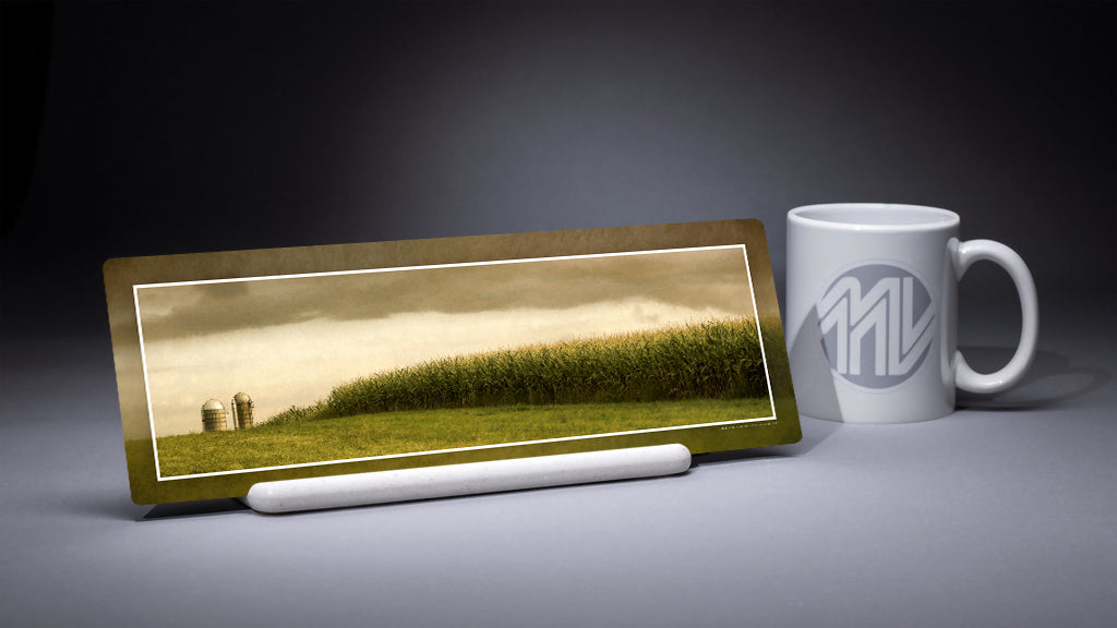 "Fertile Field, Stormy Sky" 4x12 Panoramic Metal Print with Stand