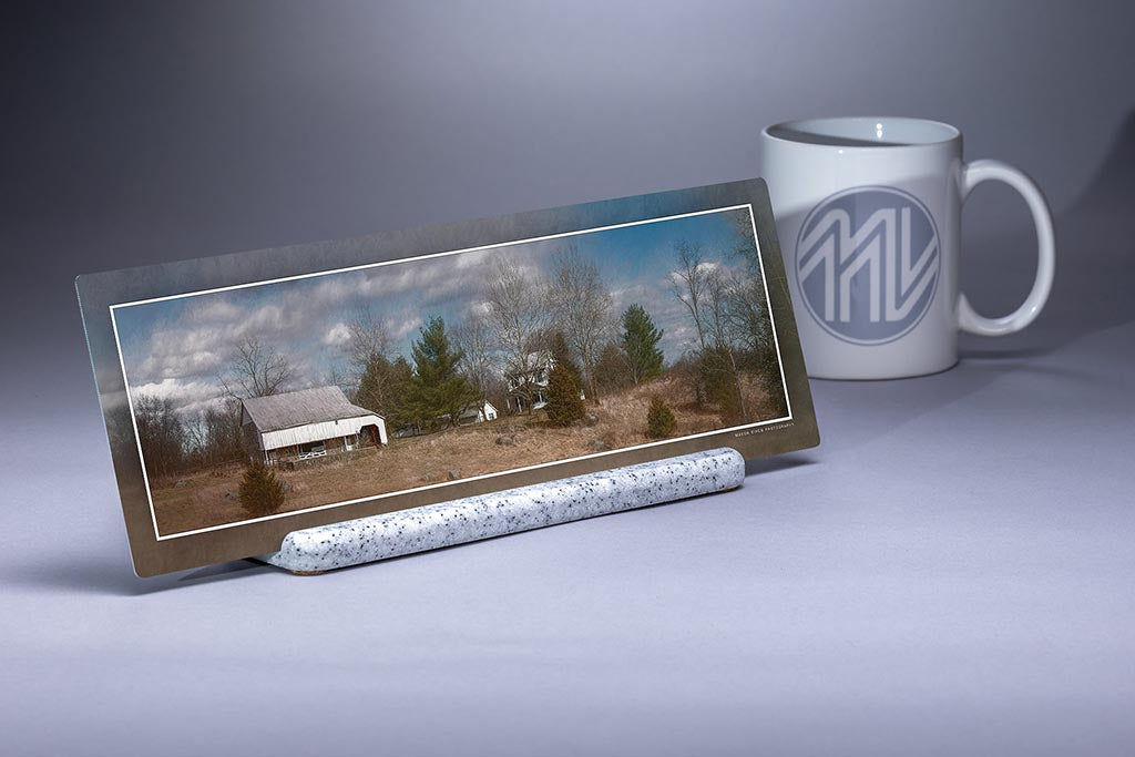 &quot;Sarah Patterson Farm&quot; 4x12 Panoramic Metal Print with Stand
