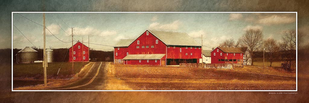 &quot;Homestead in Red&quot; 4x12 Panoramic Metal Print with Stand