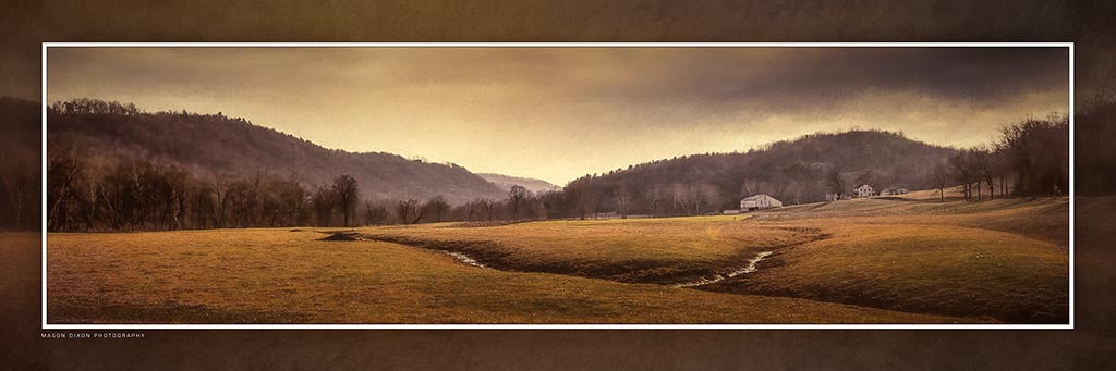 &quot;Homestead on the Horizon&quot; 4x12 Panoramic Metal Print with Stand