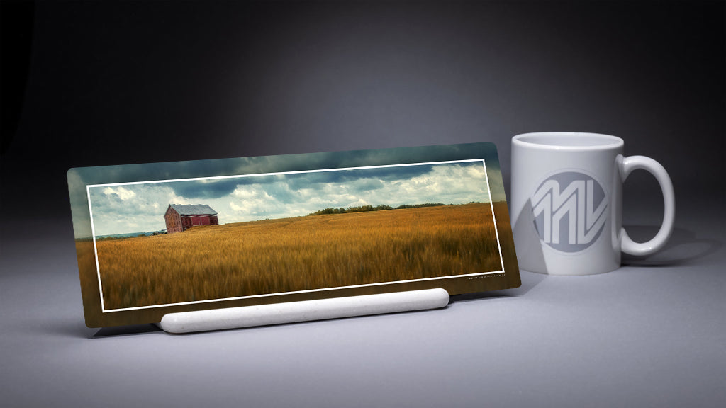 &quot;East Berlin in Gold and Blue&quot; 4x12 Panoramic Metal Print with Stand