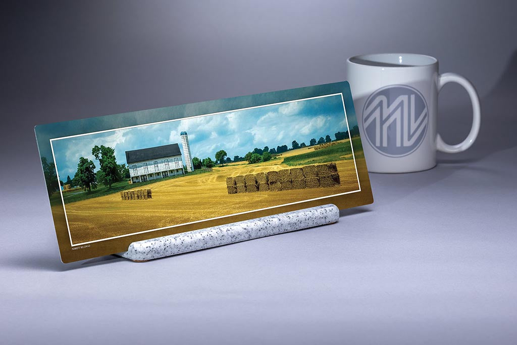 &quot;Harvesting Hay in PA&quot; 4x12 Panoramic Metal Print with Stand