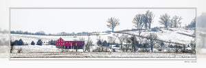 "Moses McClean Farm in Snow" 4x12 Panoramic Metal Print with Stand