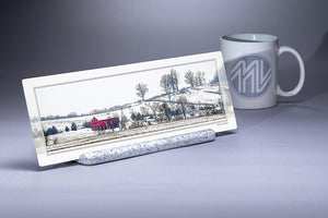 "Moses McClean Farm in Snow" 4x12 Panoramic Metal Print with Stand