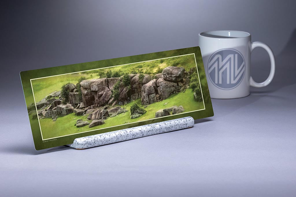 &quot;Devil&#39;s Den From Little Round Top&quot; 4x12 Panoramic Metal Print with Stand