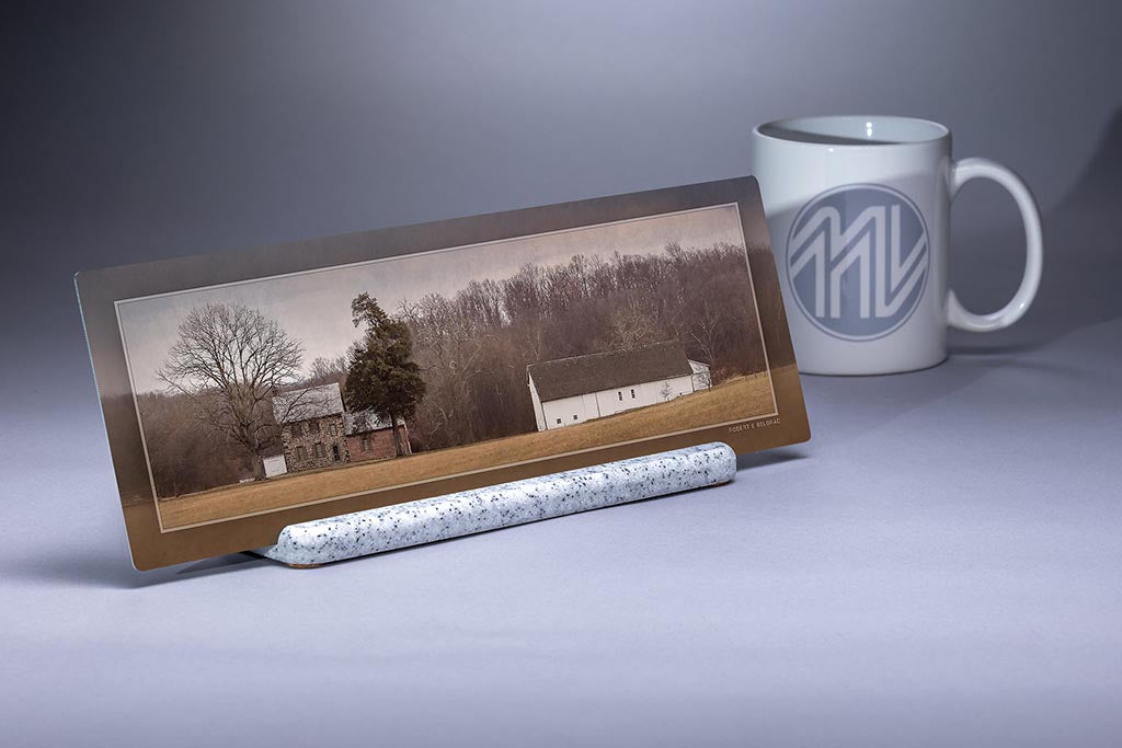 &quot;Bushman House and Barn&quot; 4x12 Panoramic Metal Print with Stand