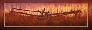 "Split-Rail Sundown" 4x12 Panoramic Metal Print with Stand