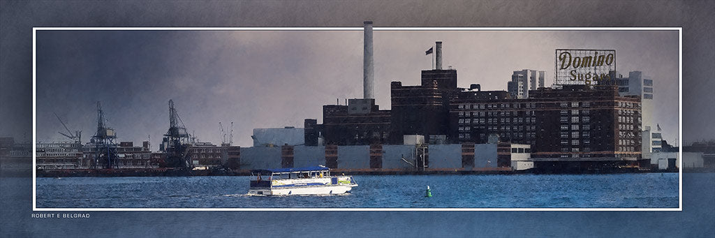 &quot;Domino Sugar at Baltimore Harbor&quot; 4x12 Panoramic Metal Print with Stand