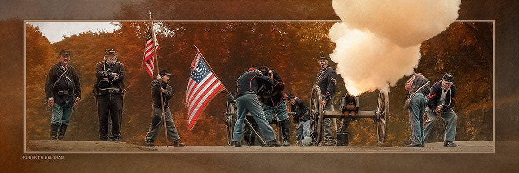 "Funkstown Fireworks" 4x12 Panoramic Metal Print with Stand