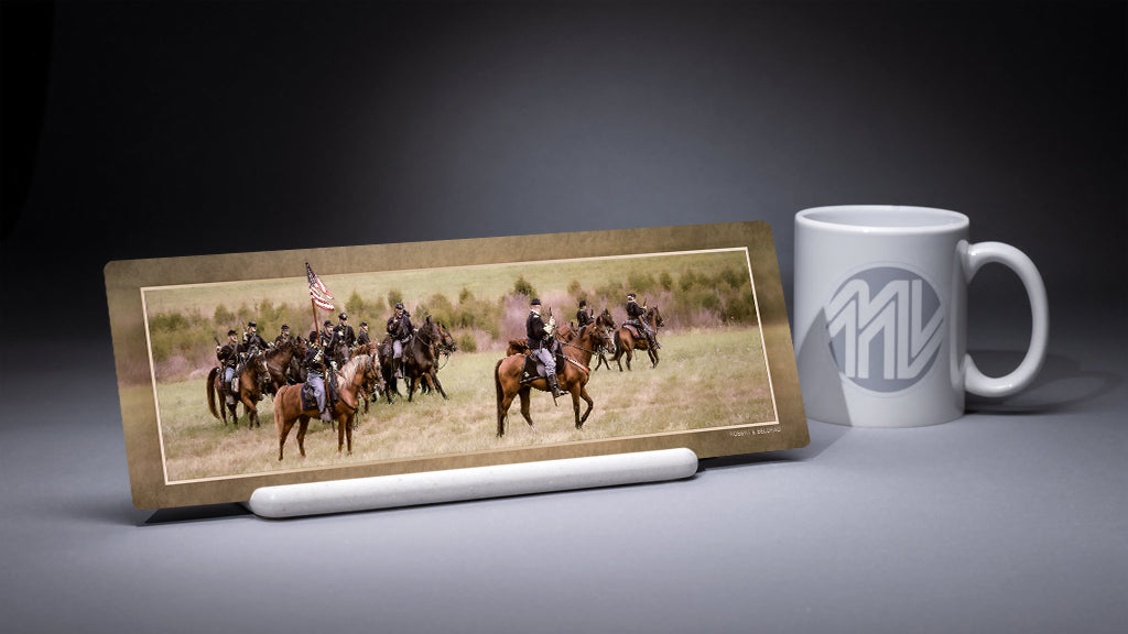&quot;Preparing for the Charge&quot; 4x12 Panoramic Metal Print with Stand