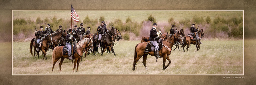 &quot;Preparing for the Charge&quot; 4x12 Panoramic Metal Print with Stand