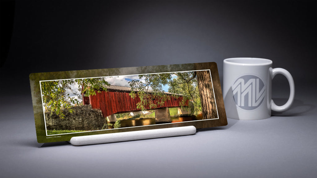 "Dellville Bridge" 4x12 Panoramic Metal Print with Stand