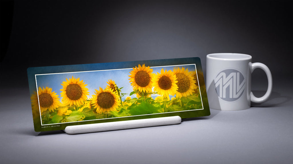 "Sunflowers" 4x12 Panoramic Metal Print with Stand