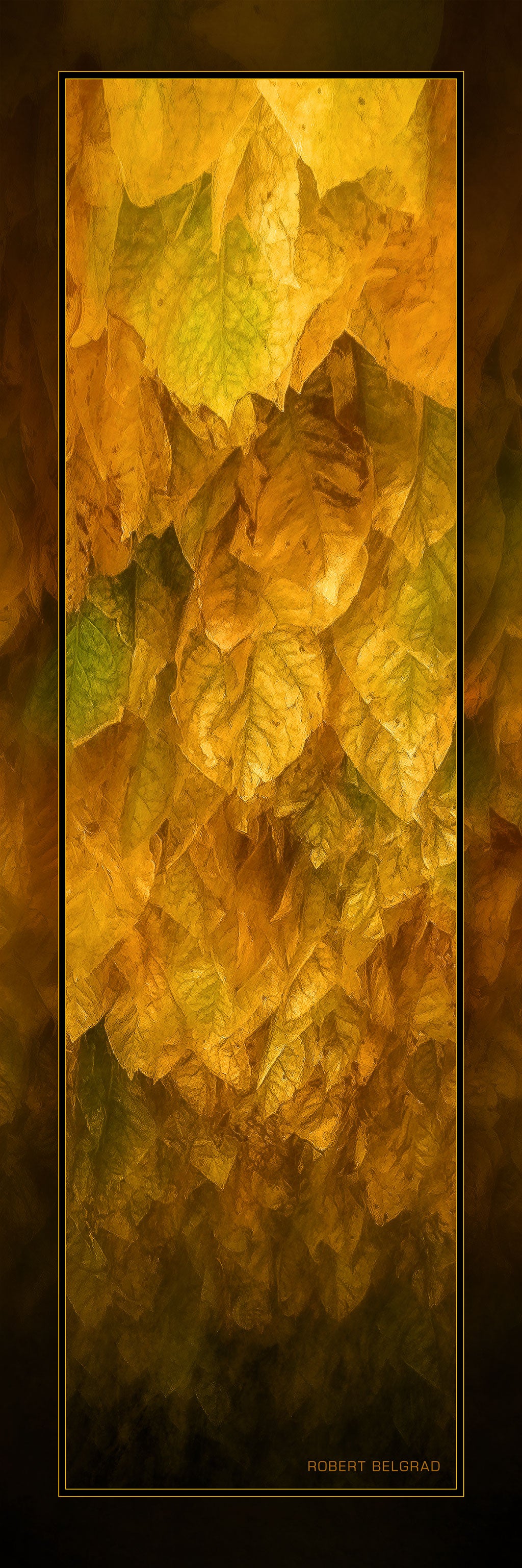&quot;Tobacco Leaves&quot; 4x12 Panoramic Metal Print with Stand