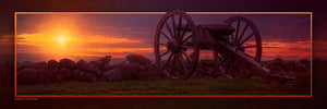 "Angle Artillery at Sunset" 4x12 Panoramic Metal Print with Stand