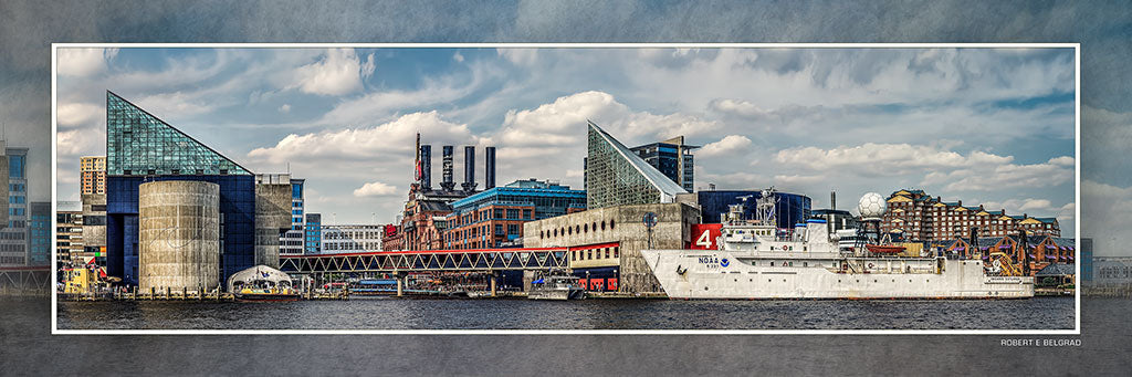 "Baltimore Harbor" 4x12 Panoramic Metal Print with Stand