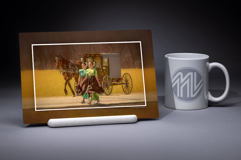 &quot;Amish Rush Hour&quot; 6x9 Metal Print &amp; Stand