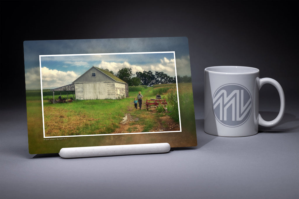 &quot;Racing Home for Supper&quot; 6x9 Metal Print &amp; Stand