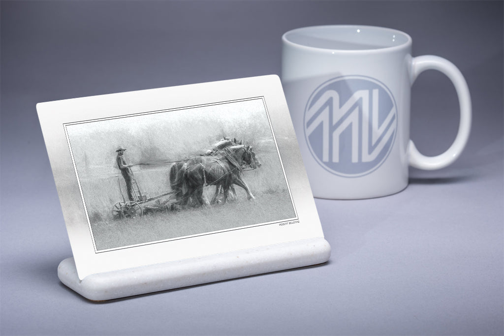"Harvest in Black and White" 4x6 Metal Print & Stand