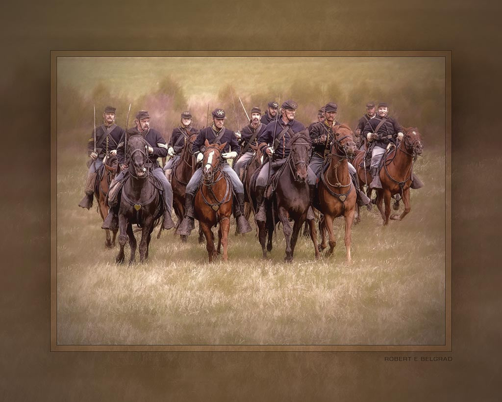 &quot;Union Cavalry&quot; 4x5 Metal Print &amp; Stand