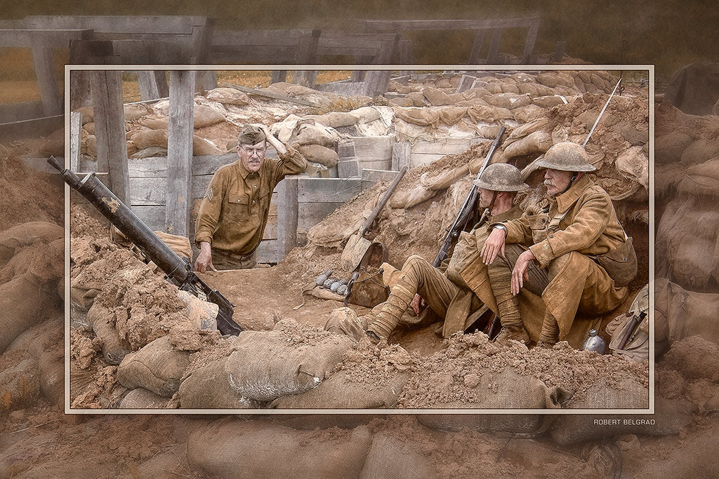 &quot;Doing Time in the Trenches&quot; 4x6 Metal Print &amp; Stand