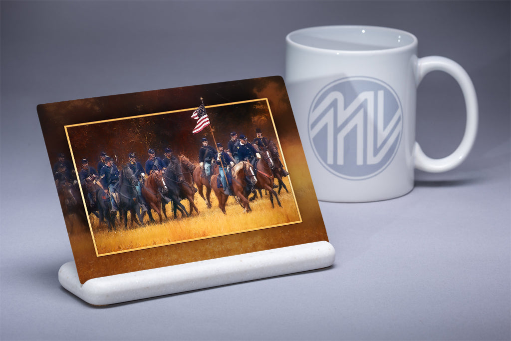 "2nd US Cavalry at Gettysburg" 4x6 Metal Print & Stand