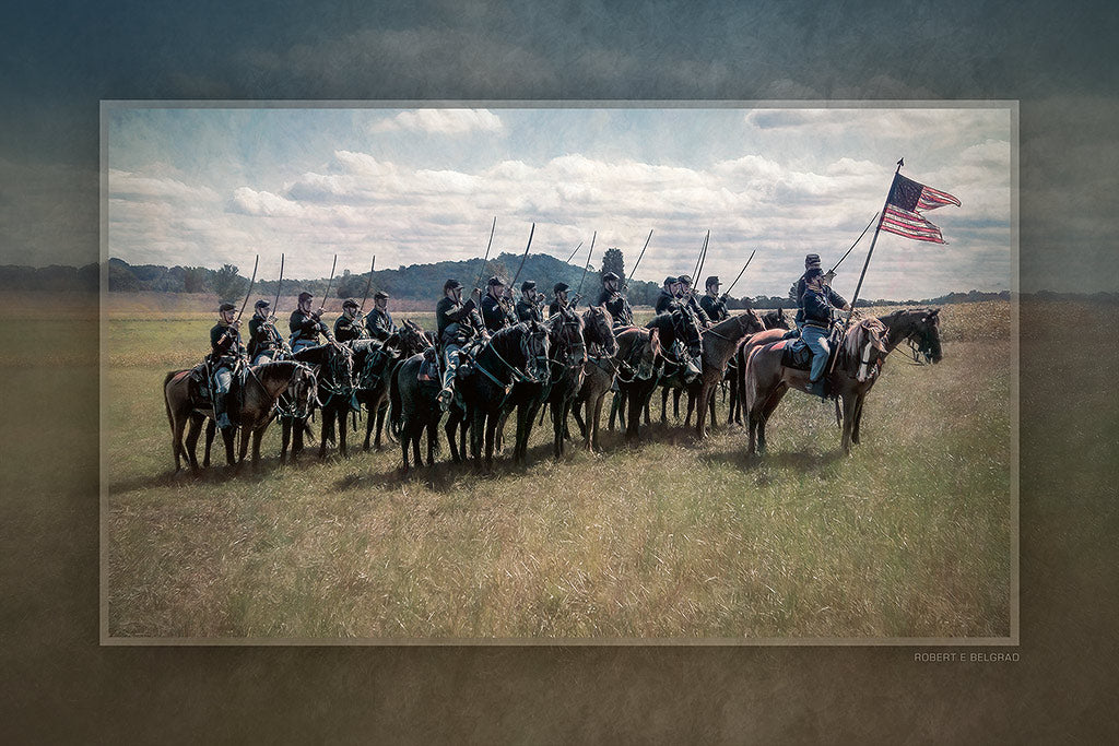 &quot;2nd US Cavalry Salute&quot; 4x6 Metal Print &amp; Stand