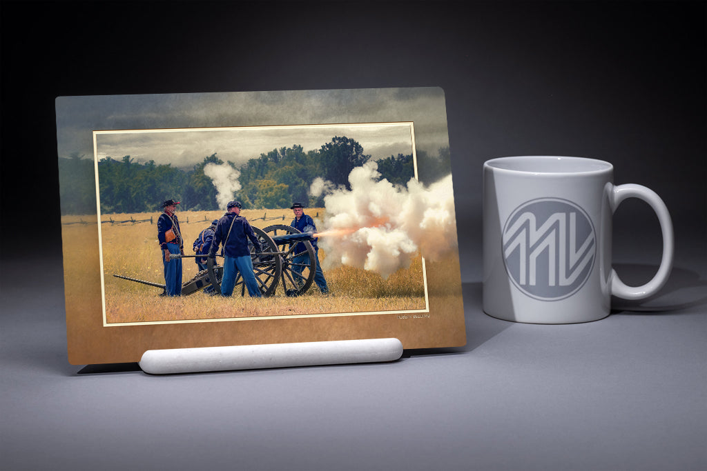 &quot;Union Artillery at Gettysburg&quot; 6x9 Metal Print &amp; Stand