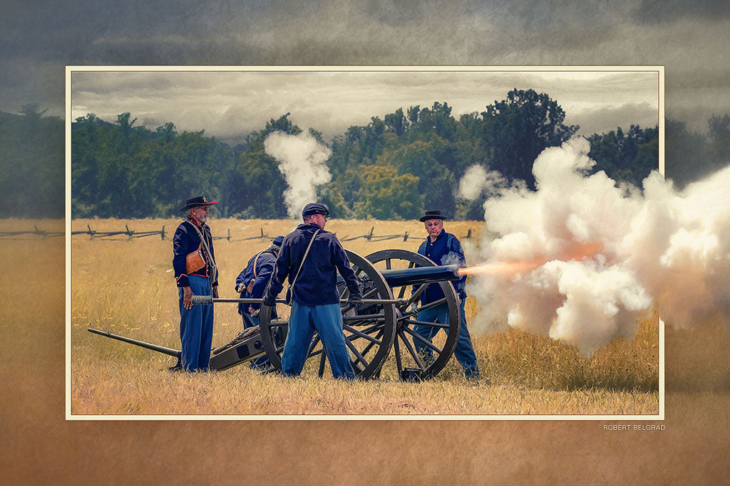 &quot;Union Artillery at Gettysburg&quot; 6x9 Metal Print &amp; Stand