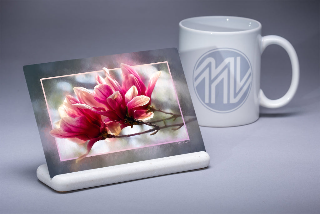"Magnolia Blossoms" 4x6 Metal Print & Stand