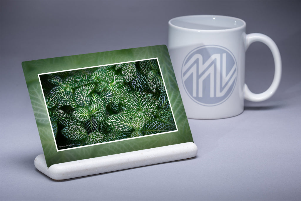 &quot;Green Leaves&quot; 4x6 Metal Print &amp; Stand