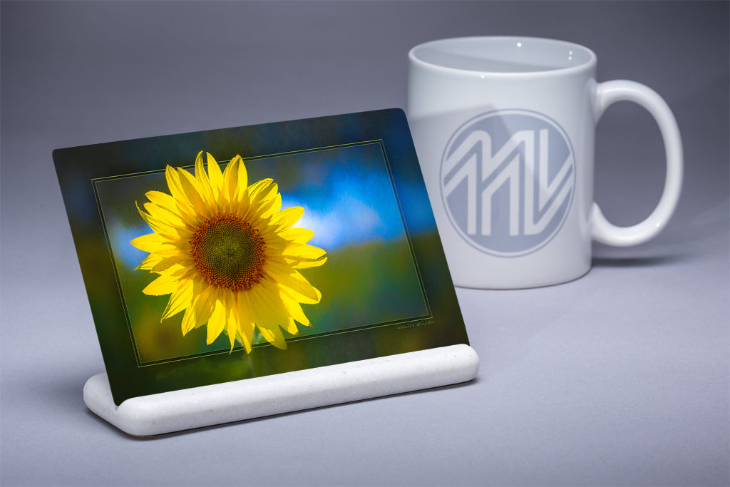 &quot;Helios Sunflower&quot; 4x6 Metal Print &amp; Stand