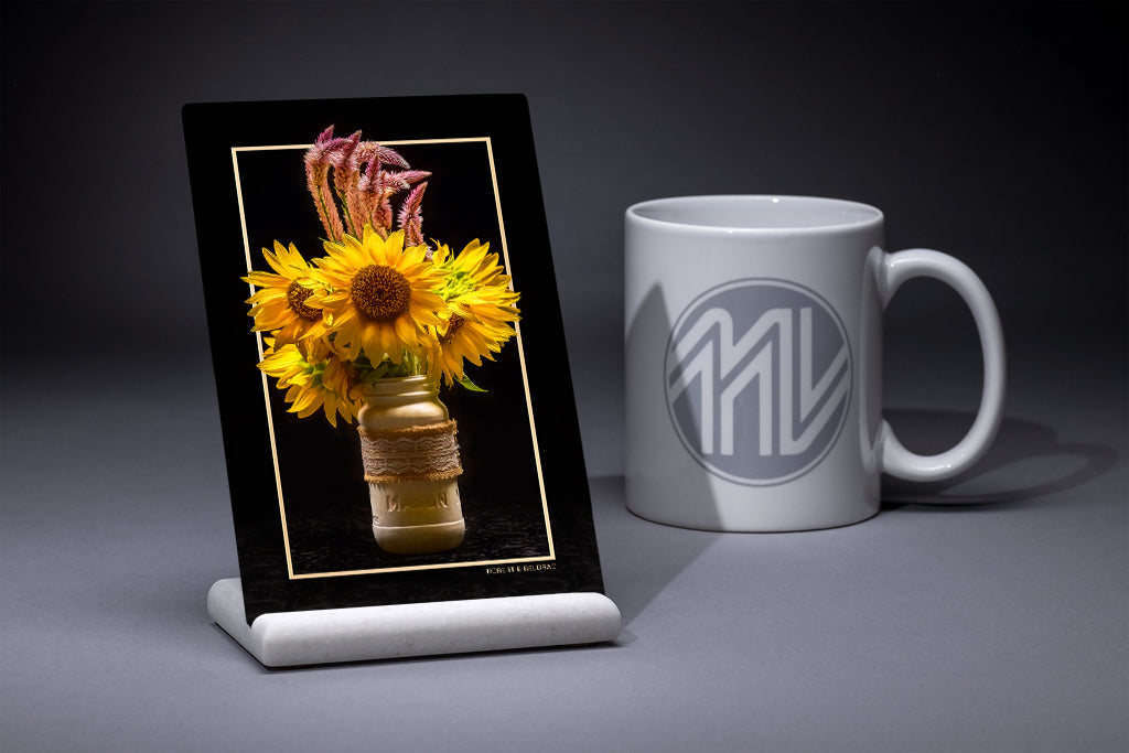 &quot;Jar of Flowers&quot; 4x6 Metal Print &amp; Stand