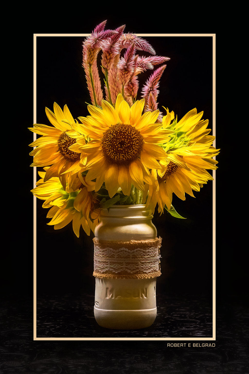 &quot;Jar of Flowers&quot; 4x6 Metal Print &amp; Stand